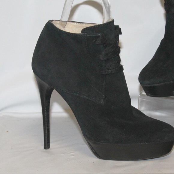 Burberry Made in Italy Faux Fur Lined Suede Stiletto Heel Booties Boot - Picture 4 of 9